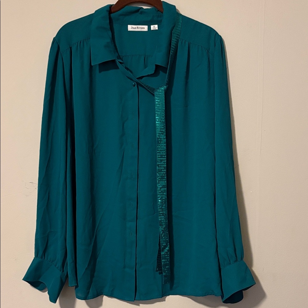 Joan Rivers Teal Long Sleeve Blouse